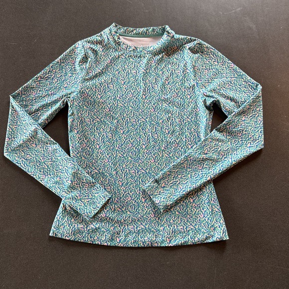 Patagonia Rash Guard Women's Small Green Blue Long-Sleeved Surf Swim Shirt Top - Picture 1 of 9